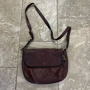 Fossil Preston Brown Pebbled Grain Leather Flap Crossbody Bag #ZB5875